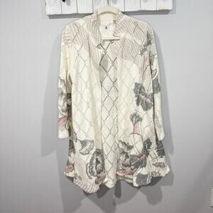 Anthropologie Knitted & Knotted Open Knit Floral Cardigan S